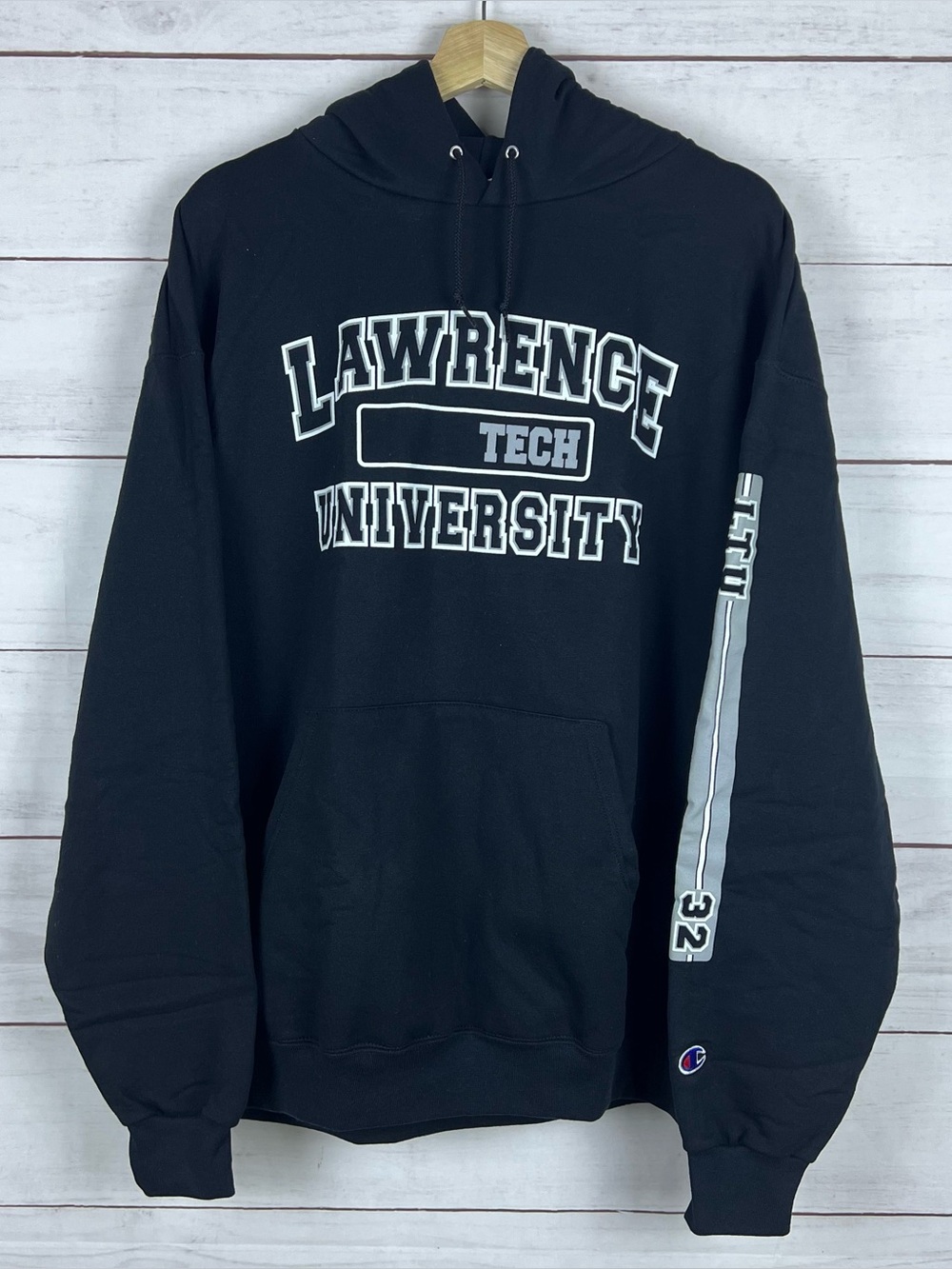 Lawrence Tech University Champion Hoodie Black Mens XL Vintage Y2K